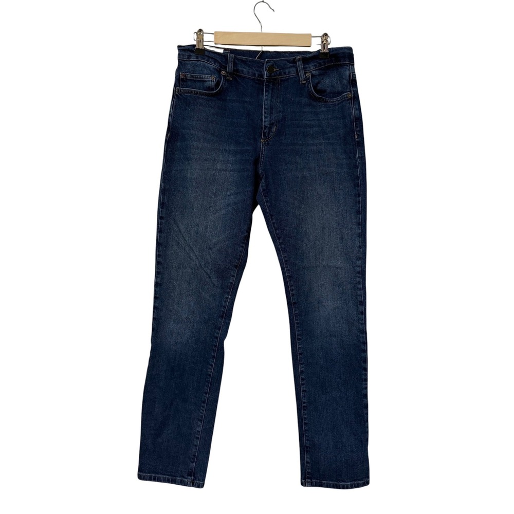 Marine Layer Jeans Mens 36x32 Straight Leg Dark Wash Blue Denim Pants Stretch